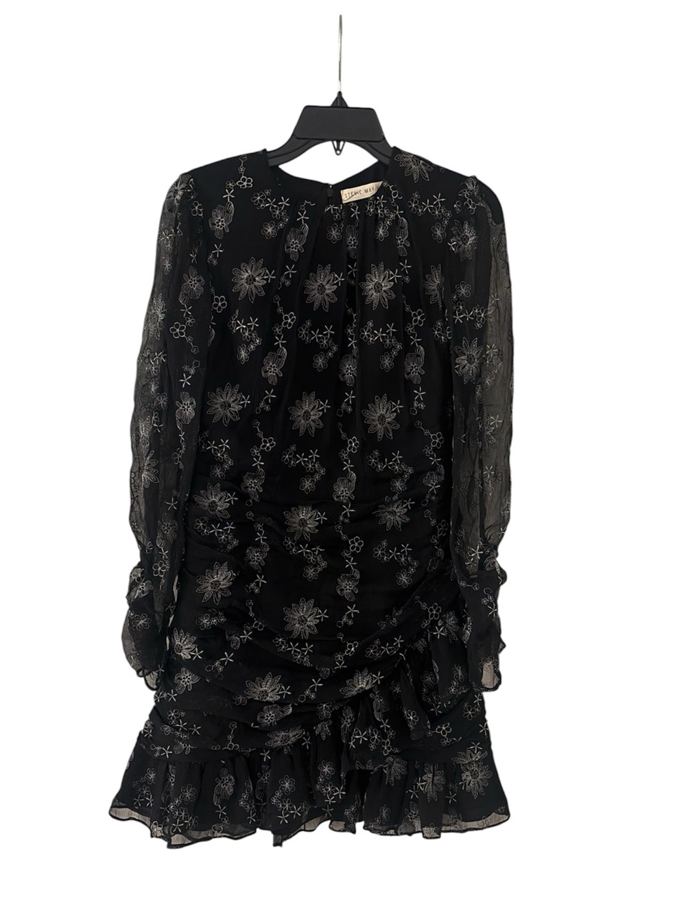 Stevie May Black Long-Sleeve Floral Ruffle Mini Dress